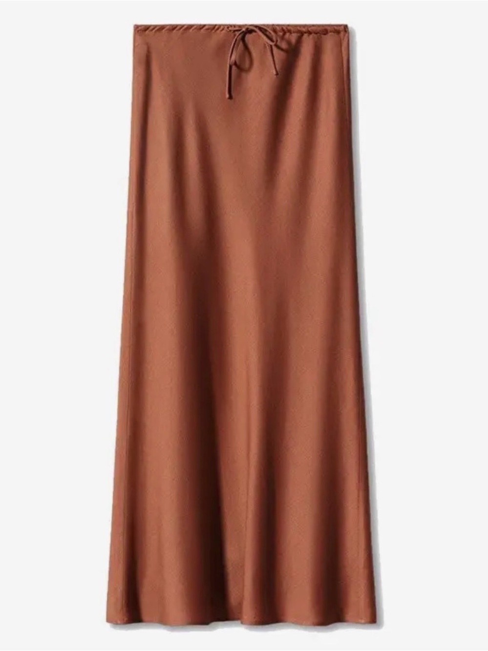 Women’s Rust Brown High Waist Drawstring Satin Maxi Skirt